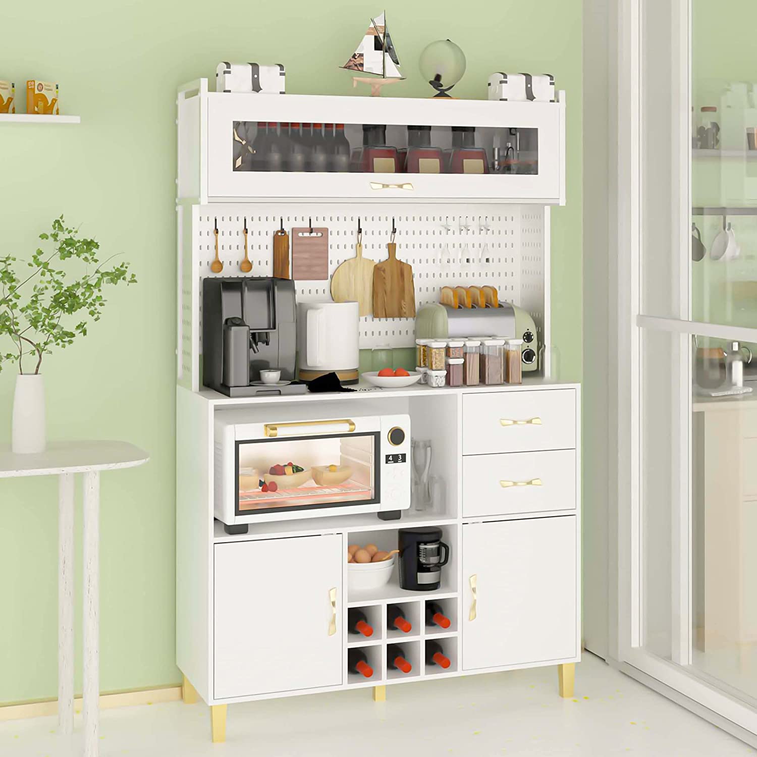 Pakasept Kitchen Pantry Storage Cabinet,Modern Freestanding Pantry Cabinet - White